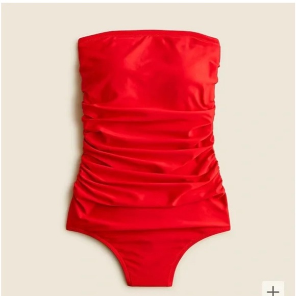 J. Crew Other - J. Crew one piece swimsuit strapless bandeau criss cross open back fire engine